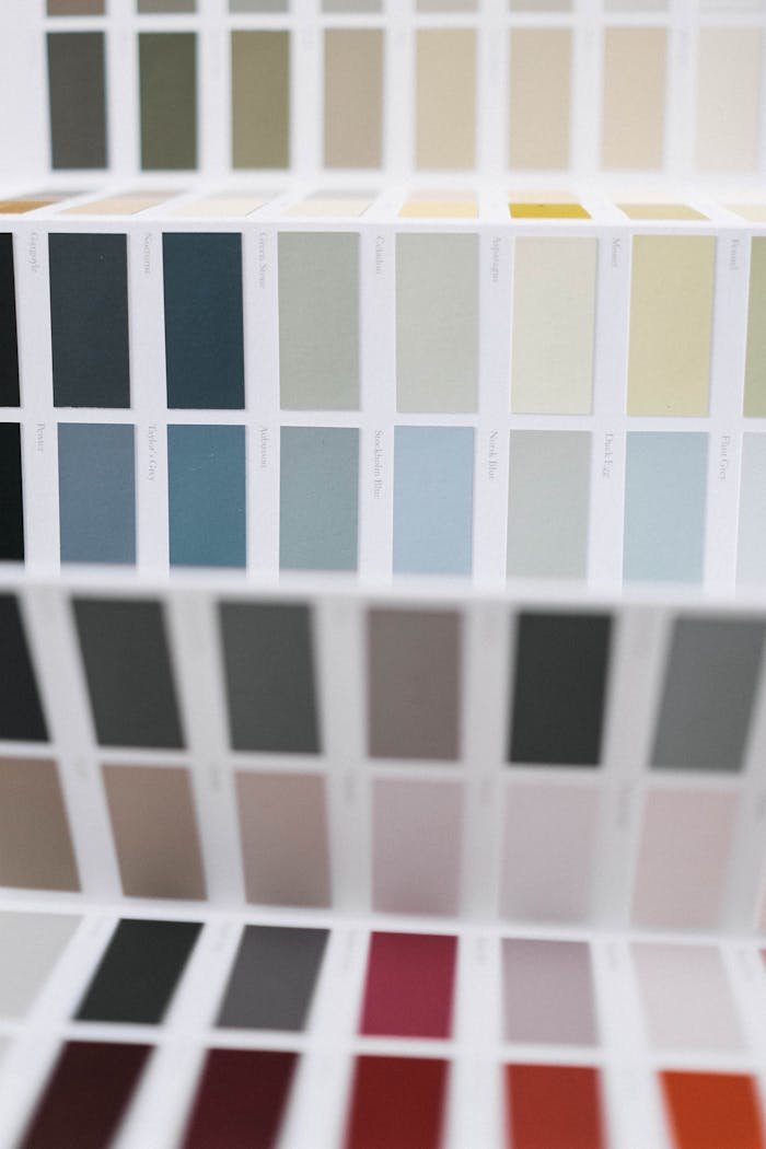 Vibrant and muted color swatches ideal for creative design and artistic projects.